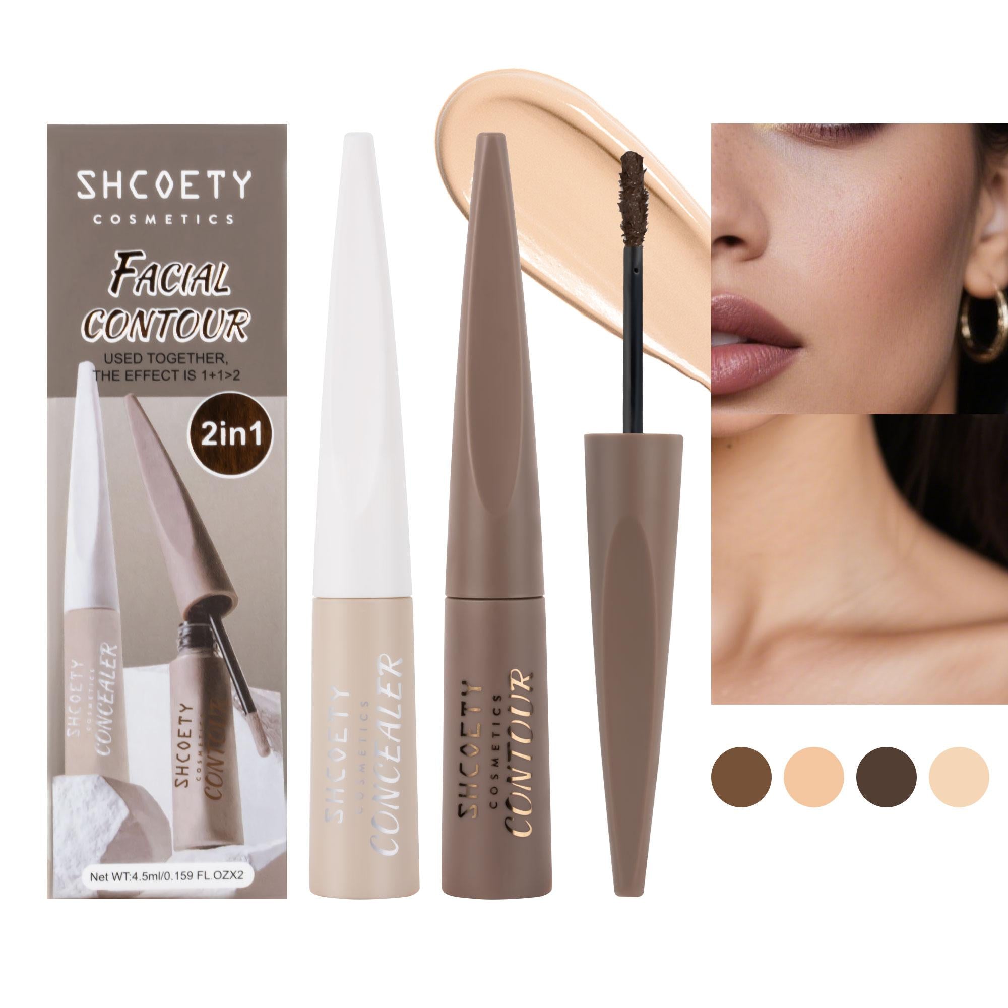 Dual Liquid Concealer & Contour Kit ¨C Long-Wear, Non-Transfer & Effortless Blend ¨C 4.5ml x 2