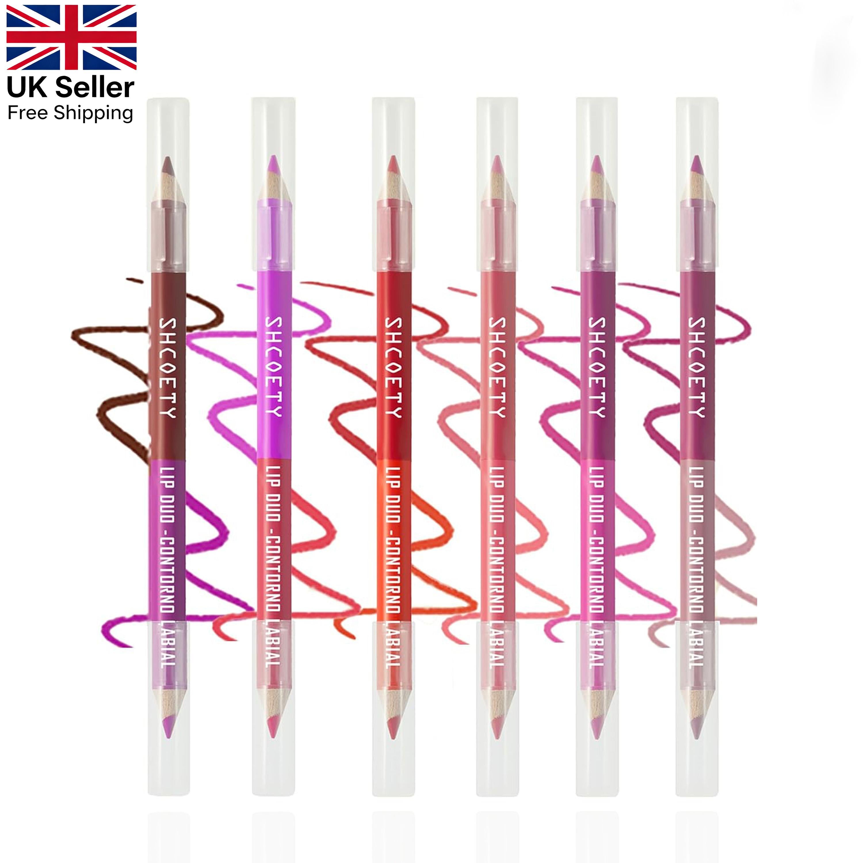 6pcs Double-ended Double-Colored Lip Liner Pencil Set, 12 Colors Long-lasting & Smudgeproof Lip Liner for Women