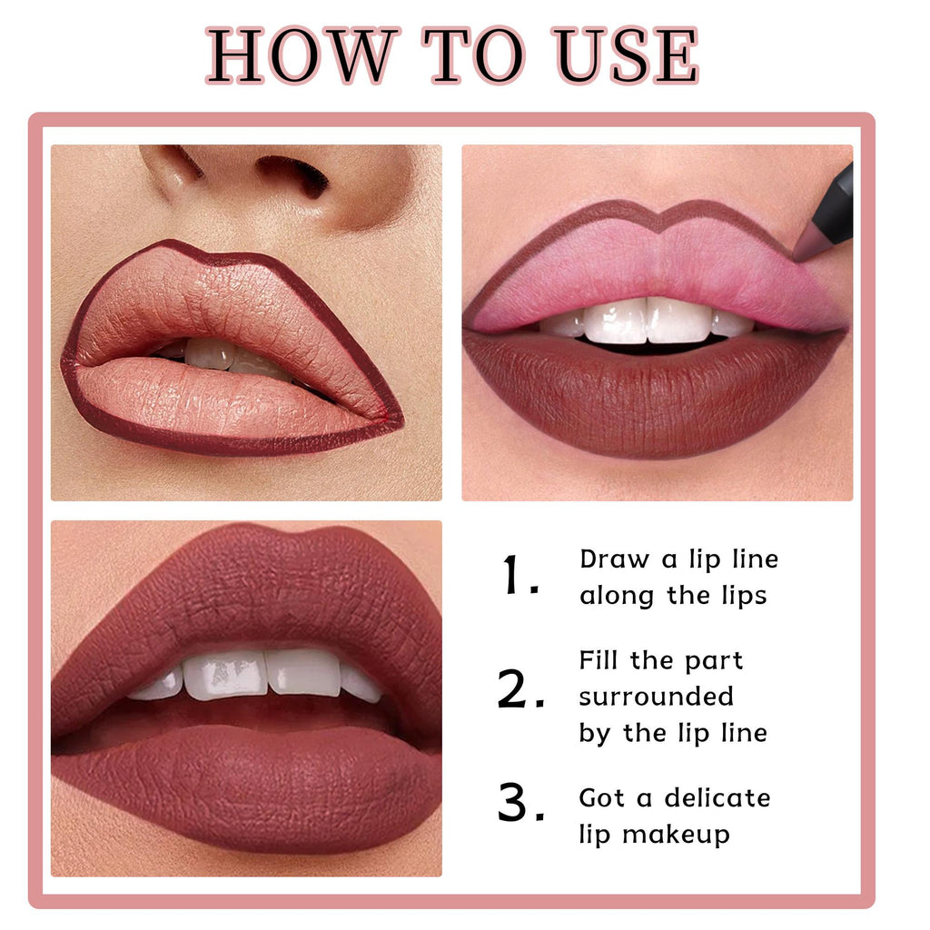 Multi Stick Lip Liner, 12pcs/Set Long Lasting Lip Liner Set, Includes Sharpener, Waterproof Silky Lip Liner Pencil for Women