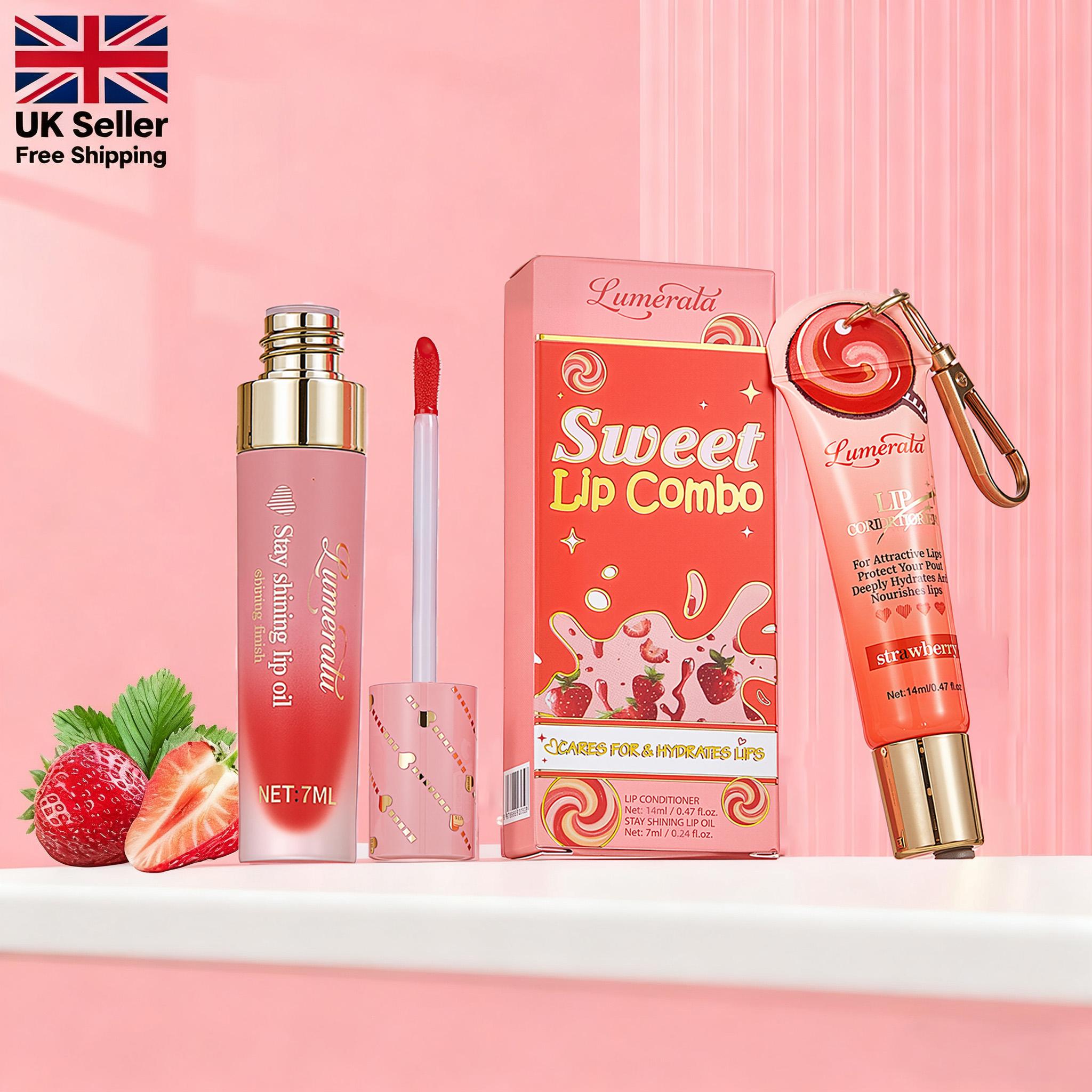 Lip Duo, Lip Conditioner & Lip Oil Set, Supreme Hydration & High-Shine Gloss, Moisturizing Lip Care Duo for Dry Chapped Lips, Travel-frindly