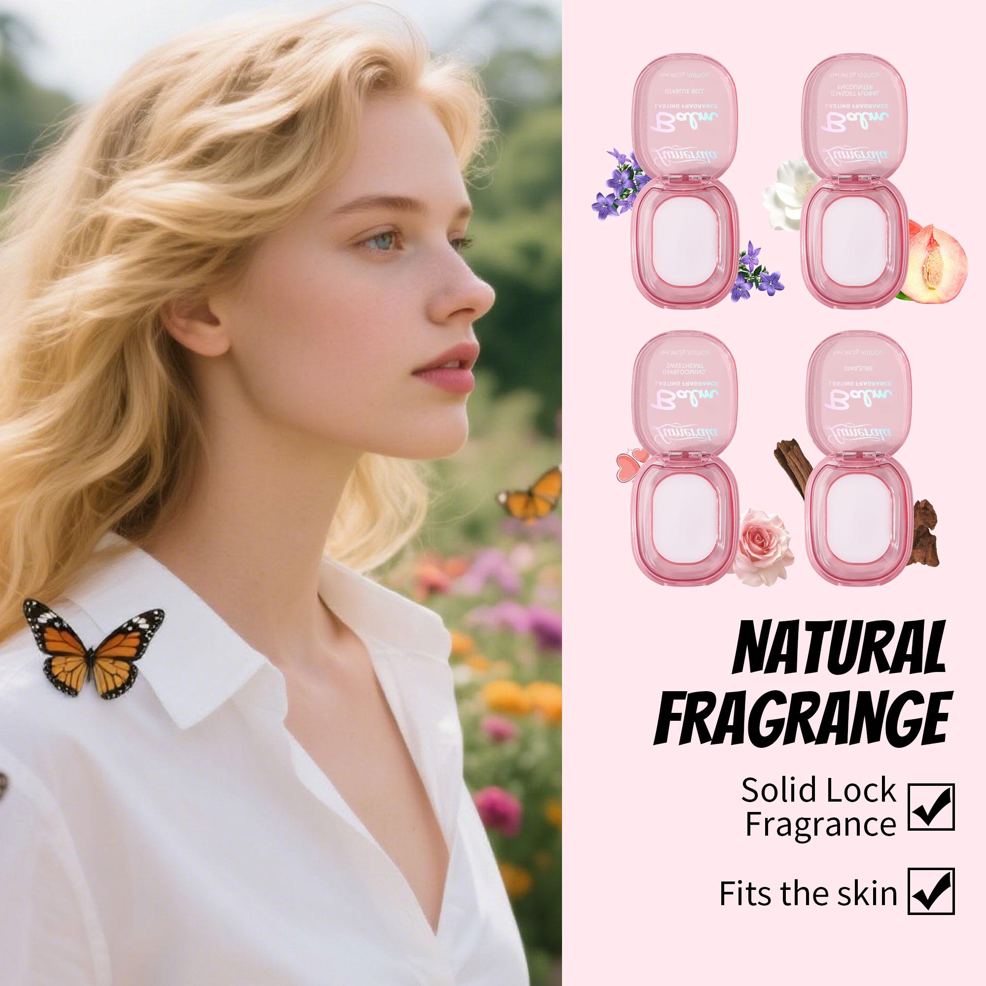 4-Scent Solid Body Fragrance Balm Set, Fresh Scent, Portable & Travel-Friendly Body Fragrance Balm for All Skin
