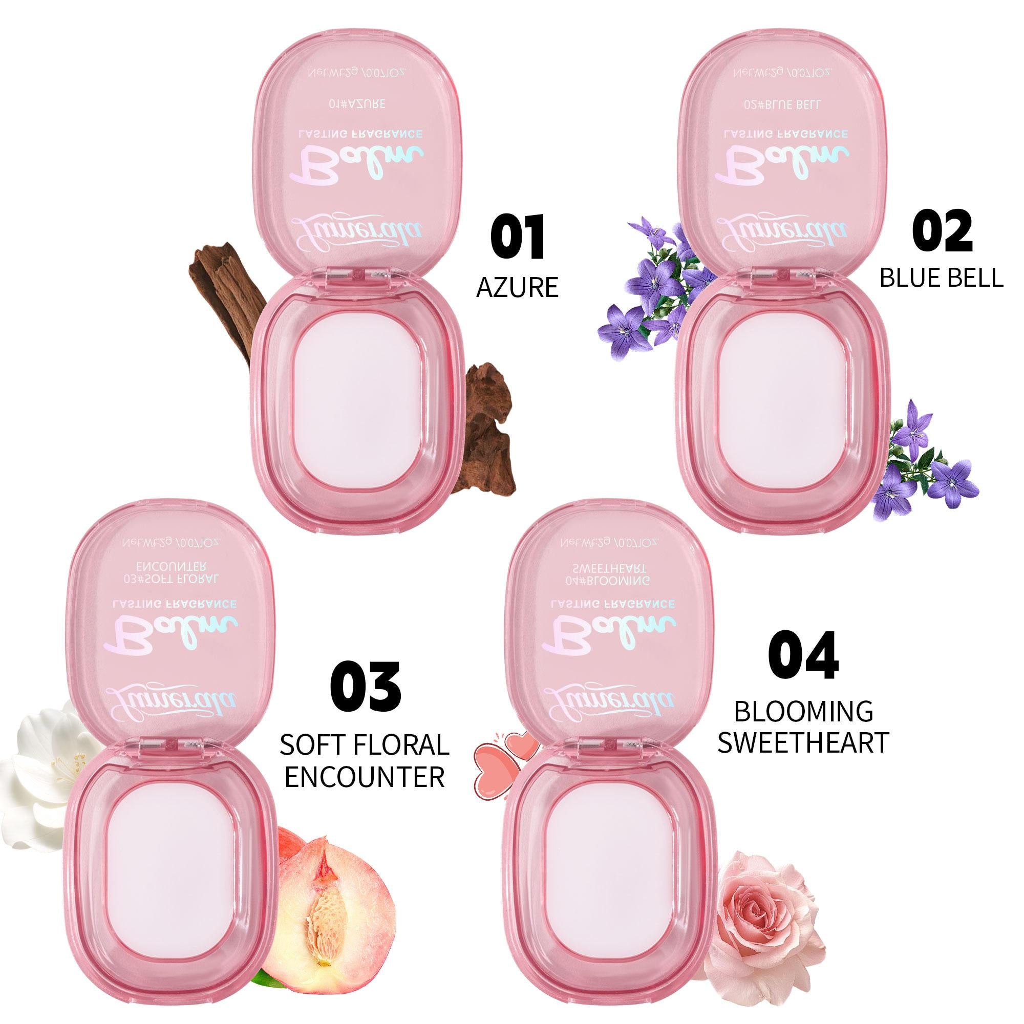 4-Scent Solid Body Fragrance Balm Set, Fresh Scent, Portable & Travel-Friendly Body Fragrance Balm for All Skin