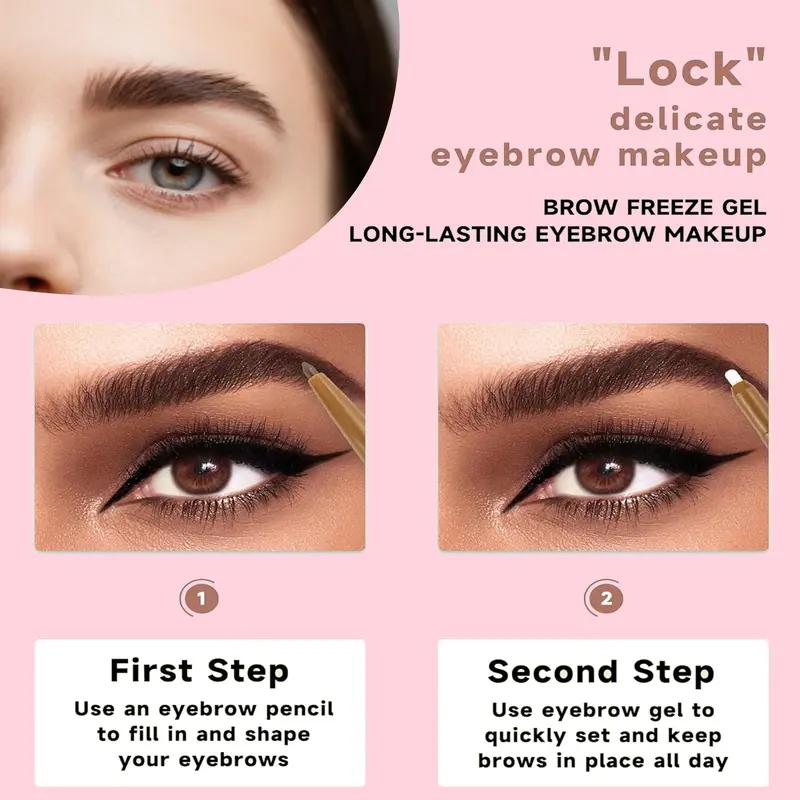 2-in-1 Eyebrow Pen & Brow Freeze Gel, Sketch, Define & Set, Smudge-Proof, Long-Lasting Definition, Eyebrow Crayon Pomade + Clear Eyebrow Wax Pencil, Brow Lift for a Natural Look