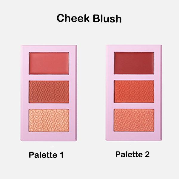 3 Colors Blush Palette, Multi-Use Makeup Powder Blush Palette, Cream Blush For Cheeks, Long-lasting with Natural Matte Finish for Women