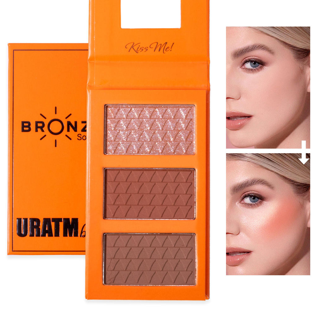 3 Colors Contour Powder Palette, Long-lasting & Create Natural 3D Effect for Women