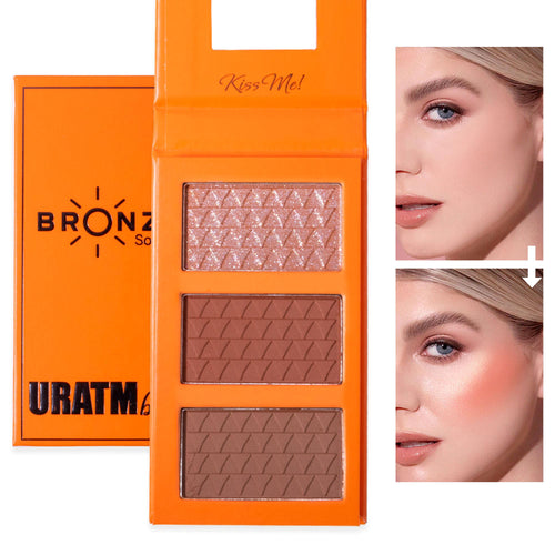 3 Colors Contour Powder Palette, Long-lasting & Create Natural 3D Effect for Women