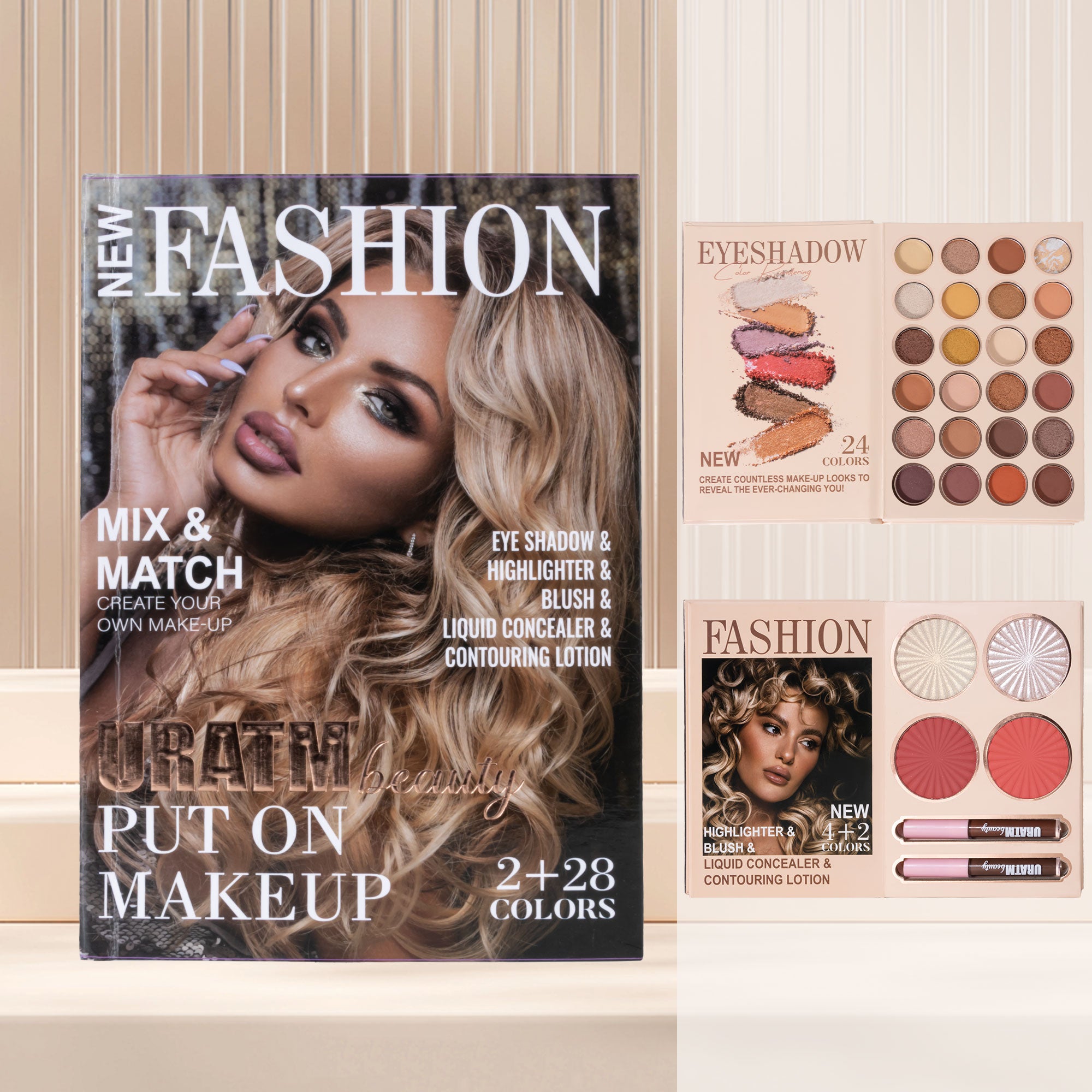 Multi-functional Face Makeup Palette, 2-layer Eyeshadow & Highlighter & Blush & Lip Glaze Makeup Set for Women